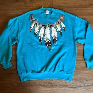 Vintage Native American sweatshirt with feathers xl